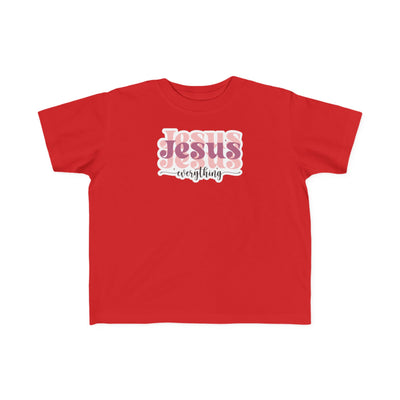 "Jesus Everything" Pink Retro Faith Kids Shirt