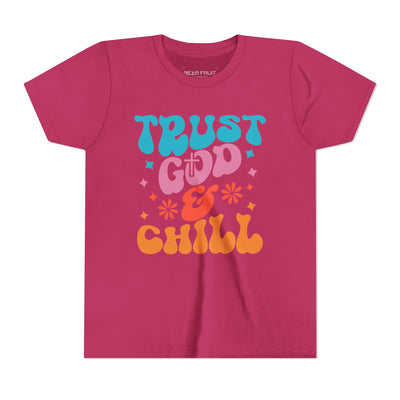 "Trust God & Chill" Retro Faith Graphic Youth Tee