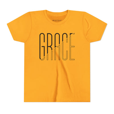 Grace Youth Tee – Minimalist Script Faith T‑Shirt for Kids