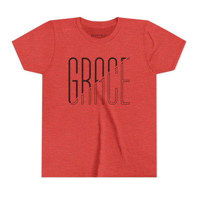 Grace Youth Tee – Minimalist Script Faith T‑Shirt for Kids