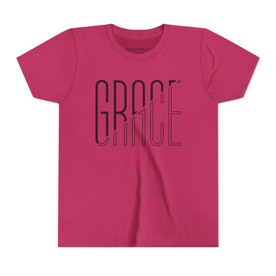 Grace Youth Tee – Minimalist Script Faith T‑Shirt for Kids