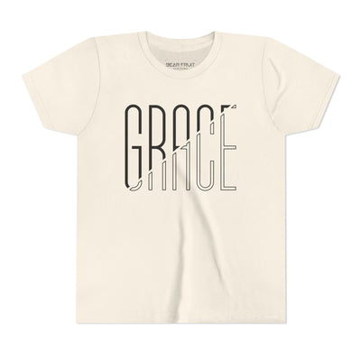 Grace Youth Tee – Minimalist Script Faith T‑Shirt for Kids
