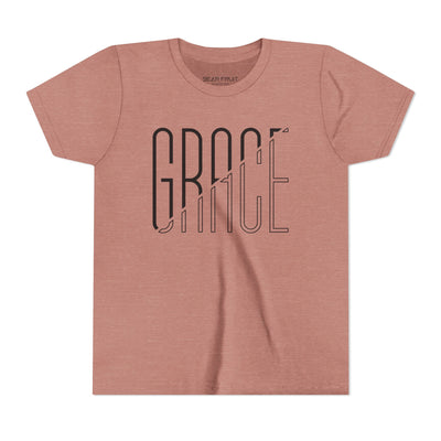 Grace Youth Tee – Minimalist Script Faith T‑Shirt for Kids