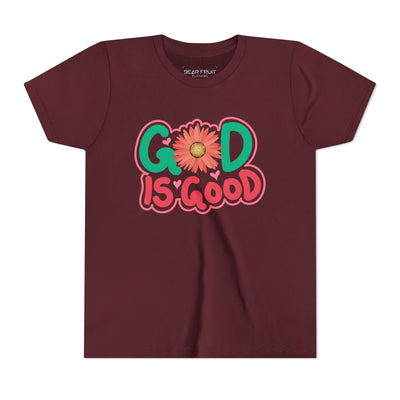 "God Is Good" Floral Faith Youth Tee
