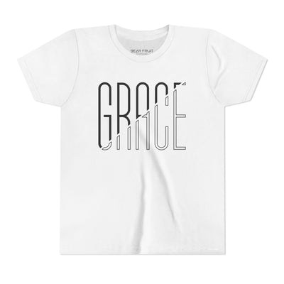 Grace Youth Tee – Minimalist Script Faith T‑Shirt for Kids