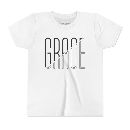 Grace Youth Tee – Minimalist Script Faith T‑Shirt for Kids