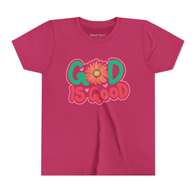 "God Is Good" Floral Faith Youth Tee