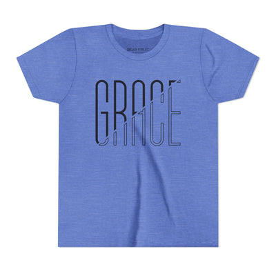 Grace Youth Tee – Minimalist Script Faith T‑Shirt for Kids