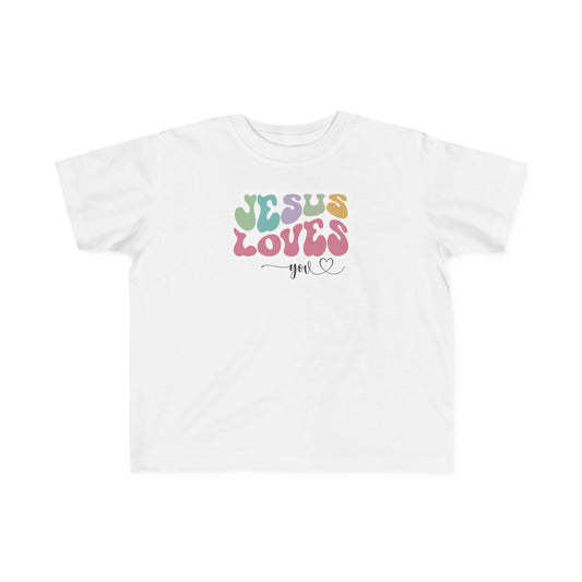 "Jesus Loves You" Retro Pastel Faith Toddler Tee