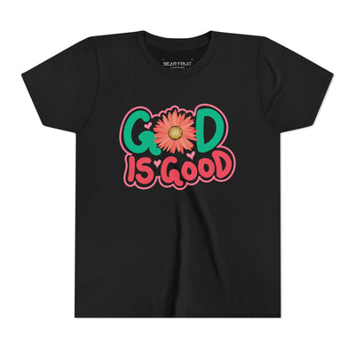 "God Is Good" Floral Faith Youth Tee
