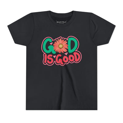 "God Is Good" Floral Faith Youth Tee